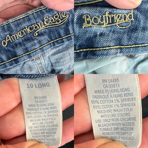 American Eagle Womens Boyfriend Jeans Light Blue Mid Rise Long Length Size 10 - Picture 12 of 12